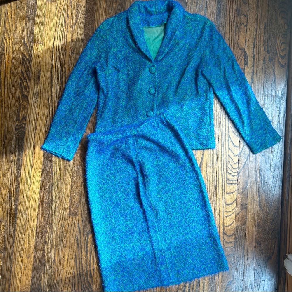 50s Fuzzy Skirt Suit Set